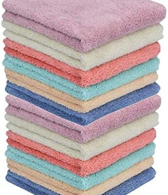 Chiffon de nettoyage en microfibre réutilisable et durable pour meubles de maison, cuisine, absorbant et séchage rapide, 30,5 x 30,5 cm (12 couleurs)