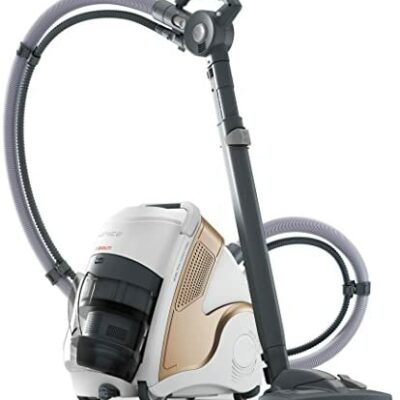 Polti Unico MCV85 Total Clean & Turbo, Aspirateur Multifonction 3 en 1, Aspirateur, Assainissant, Séchant, 5 Niveaux de Filtre, 6 bar, Blanc/Or, Tue et Élimine 99,99%* des Virus, Germes et Germes