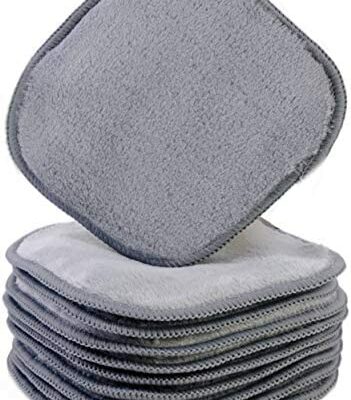 Polyte - Lingettes démaquillantes en microfibre de qualité supérieure - Traitement du visage - Doux/hypoallergéniques/sans produits chimiques (13x13cm, 10 serviettes, gris)