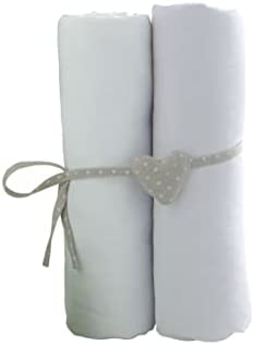 babyCalin - lot de 2 draps 60x120x15cm blanc/blanc certifié OEKO-TEX