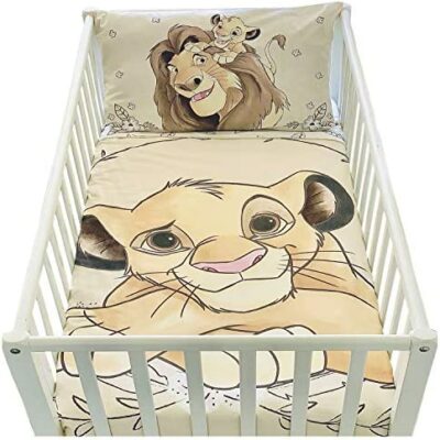 Housse de couette bébé 100x135cm et taie d'oreiller 40x60cm | Parure de lit Le Roi Lion 60x120 ou 70x140cm | Literie enfant Disney