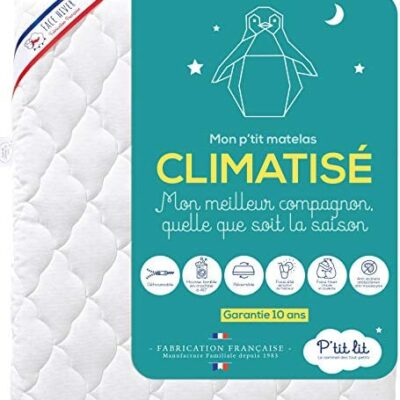 P'tit Lit - Matelas Berceau Climatisé - 60x120 cm - 1 Face Été Cool / 1 Face Hiver Matelassée - Anti-Acariens - Déhoussable - Oeko Tex® - Fabriqué en France