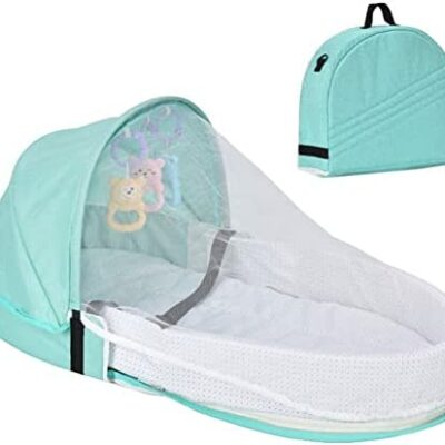 Berceau de voyage pliable avec auvent, berceau de voyage bébé avec moustiquaire, berceau de voyage bébé avec matelas, sac de transport pliable pour nouveau-né 0-12 mois