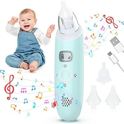 Skyfie Bébé Aspirateur Nasal, Bébé Aspirateur Nasal 3 Modes Électrique Fly Cleaner avec Silicone Snot Buse, Rechargeable Enfants Musical Nez Renifleur Doux Bleu Clair