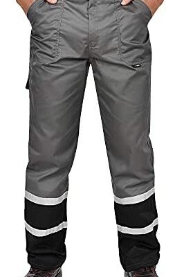 BWOLF Char Pantalon de Travail Homme Pantalon de Travail Homme Pantalon de Travail Classique avec Bandes Réfléchissantes 5 Poches Polyvalent Bleu/Gris,