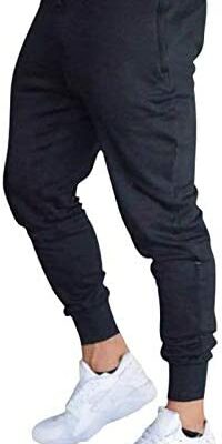 Ni_ka Pantalon de jogging pour homme Taille élastique Sarouel Pantalon de survêtement décontracté extensible pour homme avec poches Noir Gris Tailles S à 3XL