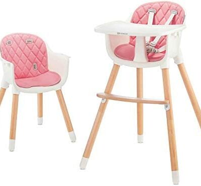 Kinderkraft Chaise Haute Bébé SIENNA, Plateau Amovible, 2 en 1, Chaise Enfant, Rose