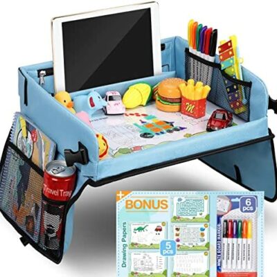 Plateau de voyage COOLJOY pour enfants, plateau de voiture contre planche à dessin lavable, jouet multifonctionnel, plateau amovible