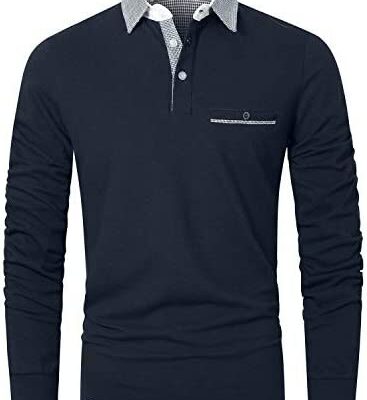 GHYUGR Polo à manches longues pour homme T-shirt à carreaux contrastés S-2XL