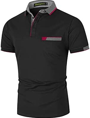 GNRSPTY Polo à manches courtes pour homme en coton à la mode décontracté col à carreaux Golf T Shirt Top