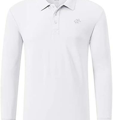 MoFiz Polo pour homme à manches longues en coton Polo de sport respirant Tennis Golf Top