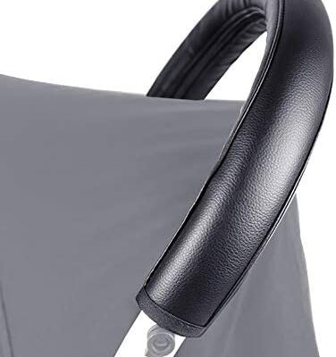 Favengo Gants de poignée de poussette en cuir PU 51.5 * 11cm Poussette anti-poussière Poignée anti-sale Poignée de bébé amovible résistante à l'usure avec fermeture à glissière pour poussette - Noir