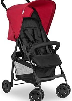 Poussette Hauck Sport City/ super légère 5,9 kg/ position allongée à la naissance/ pare-soleil/ grand panier de courses/ pliable compacte/ max 18 kg/ noir rouge