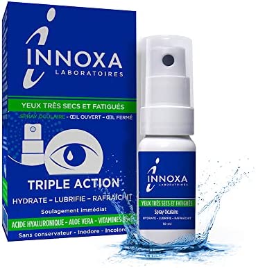 INNOXA - Brume Yeux Très Secs & Fatigués - Inodore & Incolore - Acide Hyaluronique & Aloe Vera - Anti-Fatigue Yeux - 10ml