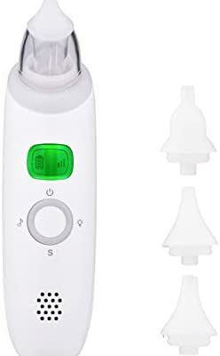 Putybudy Aspirateur nasal électrique pour bébé, aspirateur nasal automatique pour bébé, aspiration à 3 vitesses/musique à faible bruit/lumière apaisante avec 3 buses en silicone