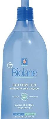 BIOLANE - Eau Pure H2O - Nettoyant Visage, Corps & Fesses - Sans Rinçage - 1 Flacon Pompe 750 ml - Fabriqué en France