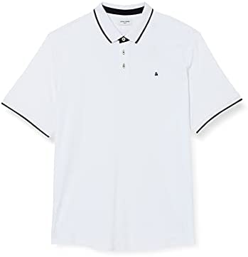 Jack & Jones Plus Jjepaulos Polo Noos PS T-Shirt Homme, Blanc/Détails : , 5XL Grande Taille UE