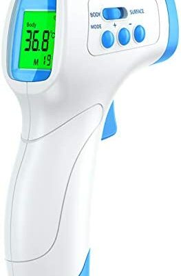 Thermomètre frontal pour adulte, KKmier Thermomètre frontal médical avec écran LCD, thermomètre sans contact pour bébé et enfant Thermomètre infrarouge adulte avec alarme de fièvre 99 données d'enregistrement