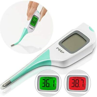 Reer 98030 ColourTemp Thermomètre numérique pour bébé avec grand écran et fibre multicolore