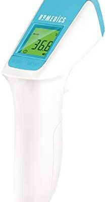 Thermomètre frontal infrarouge Homedics - Thermomètre sans contact avec lecture précise instantanée - Écran LCD facile à lire - Alerte de fièvre tricolore pour bébés, enfants, adultes - Mode nuit