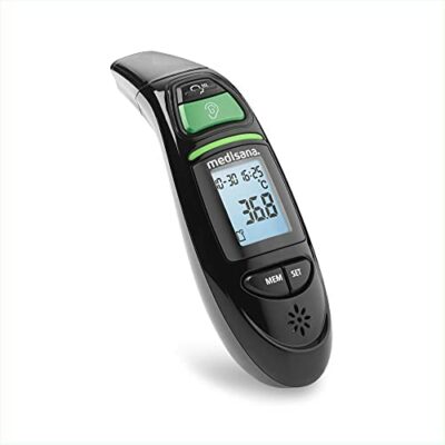 medisana TM 750 Thermomètre numérique 6 en 1 pour bébé, enfant et adulte, thermomètre auriculaire, thermomètre frontal avec alerte visuelle de fièvre, fonction mémoire et mesure des fluides