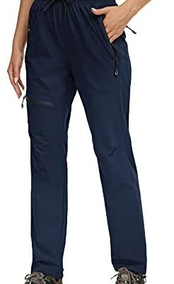 Butrends Pantalon de randonnée en plein air pour femme Imperméable résistant aux UV Séchage rapide Camping Randonnée Pantalon avec poches zippées