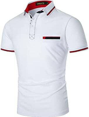 VMSUCIJ Polo à manches courtes pour homme Col en fil contrasté T-shirt classique S-XXL