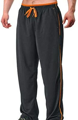 EKLENTSON Pantalon de jogging en maille avec poches zippées pour homme