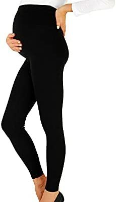 Mugoebu Legging de maternité pour femme - Confortable - Coton, Noir, M