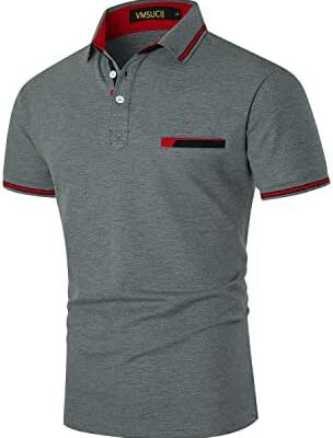 VMSUCIJ Polo à manches courtes pour homme avec col en fil contrasté T-shirt classique S-XXL