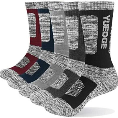 YUEDGE 5 Paires Chaussettes de Sport Homme Randonnée Randonnée Camping Tennis, Respirant, Haute Performance