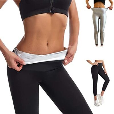 Merlvida Pantalon de Sport Femme, Sauna Leggings Femme Anti-Cellulite Accélérer la Transpiration, Ventre Plat Hip Lift Taille Haute Leggings de Sport pour Perte de Poids Fitness Jogging Yoga