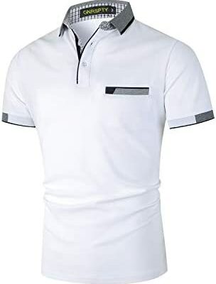 GNRSPTY Polo à manches courtes pour homme en coton à la mode décontracté col à carreaux Golf T Shirt Top