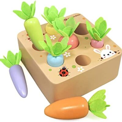 Jouets pour bébé en bois de 1 an | Montessori 2 3 ans | Jouets de motricité pour bébés garçons et filles de 12 mois | SHOPBOP Carrot Harvest Jeu de puzzle de tri en bois |