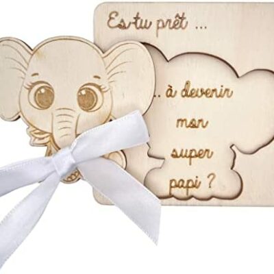 ERNESTINE - Faire-Part Grossesse Papy - Cadeau de Naissance Original - Faire-Part Bébé Original Grand-parent - Idées Faire-Part Grossesse Surprise - Carte en Bois Annonce Bébé Papi