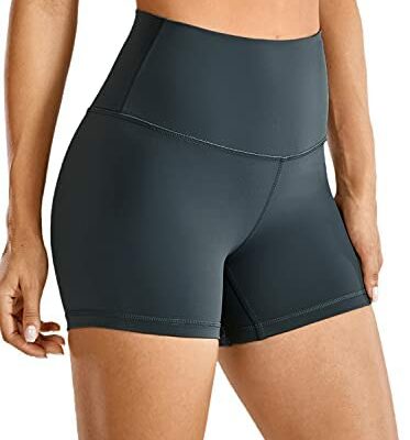 CRZ YOGA Short de cyclisme pour femme Athlétique Taille haute Sports Yoga Leggings 10 cm