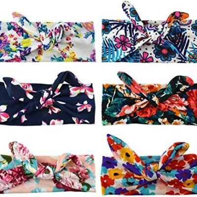 DRESHOW 6 pièces femmes bandeau Boho bandeau Vintage imprimé Bandana Stretch bandeau torsadé mignon cheveux accessoires