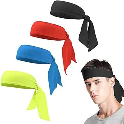 UBERMing Bandeau de sport unisexe 4 pièces élastiques pour cheveux de sport pour yoga, fitness, tennis, course à pied - 110 cm