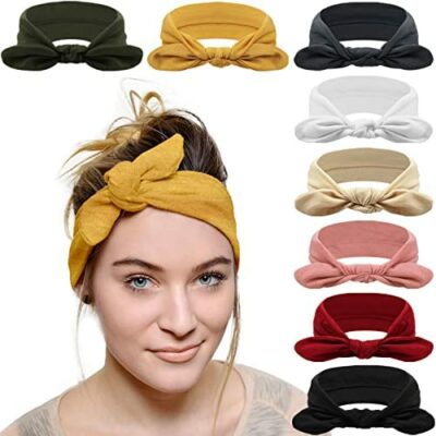 DRESHOW 8 pièces femmes bandeau Boho bandeau bandeau élastique bandeau arc cheveux accessoires