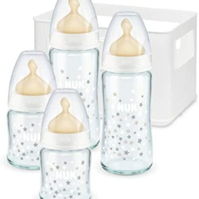 Biberons en verre NUK First Choice+, 2x 120 ml et 2x 240 ml, latex, 0-6 mois, anti-colique, sans BPA, différents modèles