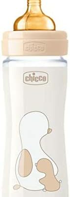 Chicco Original Touch Biberon anti-colique avec tétine en latex 100 % naturel, biberon à débit normal 2 mois et plus, biberon en plastique 250 ml pour nouveau-né, verre gris