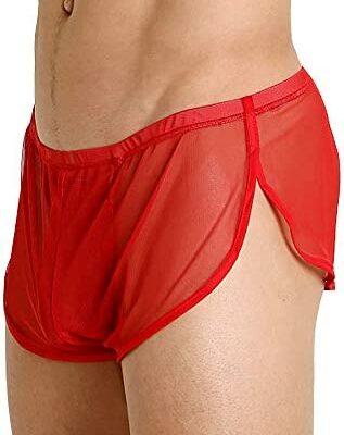 Shorts en maille pour hommes, grands slips fendus, caleçons boxeurs, slips en résille, shorts de bain transparents