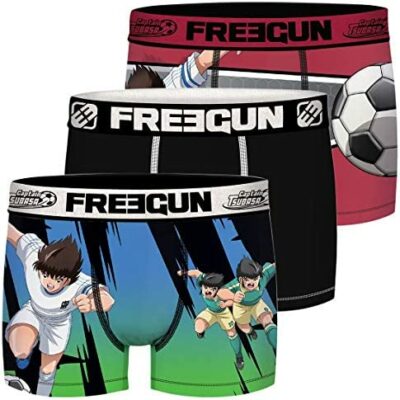 FREEGUN Captain Tsubasa et Kojiro Boxer Homme, Boxer Homme, Infroissable, Doux (Lot de 3)