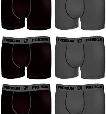 FREEGUN Lot de 6 boxers en coton pour homme