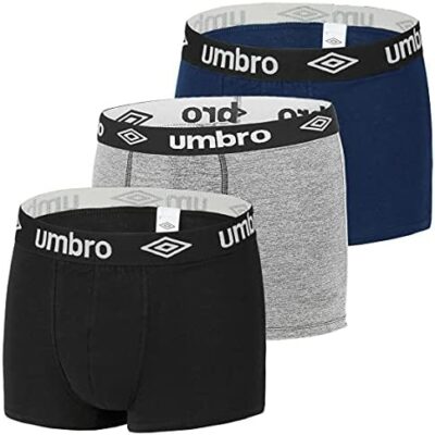 UMBRO Boxer Homme, 100% Coton, Boxer Homme, Maille Respirante Confortable (Lot de 3)