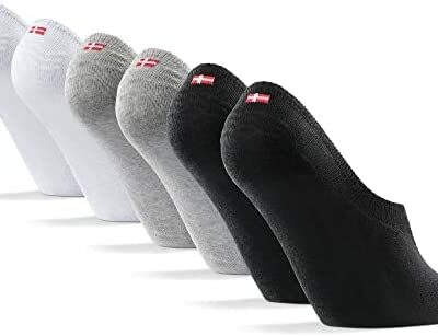 DANISH ENDURANCE 6 paires de chaussettes basses invisibles en coton, coussinets antidérapants, femmes hommes