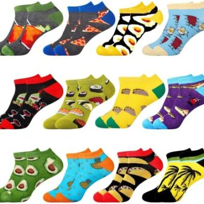 Belloxis 12 paires de chaussettes basses pour hommes 43 ~ 46 Chaussettes fantaisie Corte Cotton Chaussettes d'été pour hommes, cadeaux d'anniversaire amusants pour hommes Cadeaux amusants