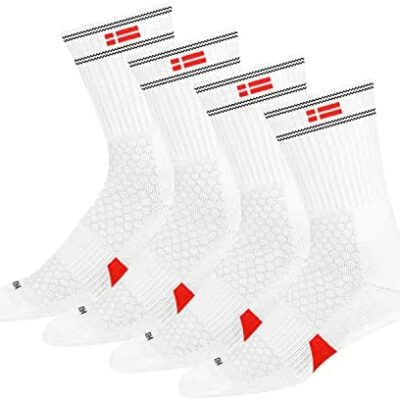 KOPNHAGN Chaussettes de sport montantes pour homme - 4 paires de chaussettes mi-mollet à peigne hexagonal en maille respirante à compression humide en coton épais