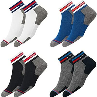 NAVYSPORT Chaussettes de sport originales pour homme et femme - 4 paires de chaussettes courtes unisexe, diverses combinaisons