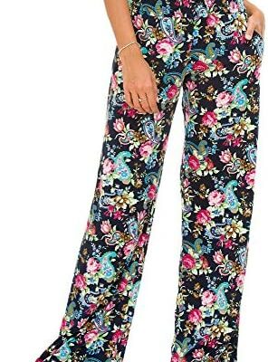 Urban GoCo Pantalon large décontracté à imprimé floral pour femme